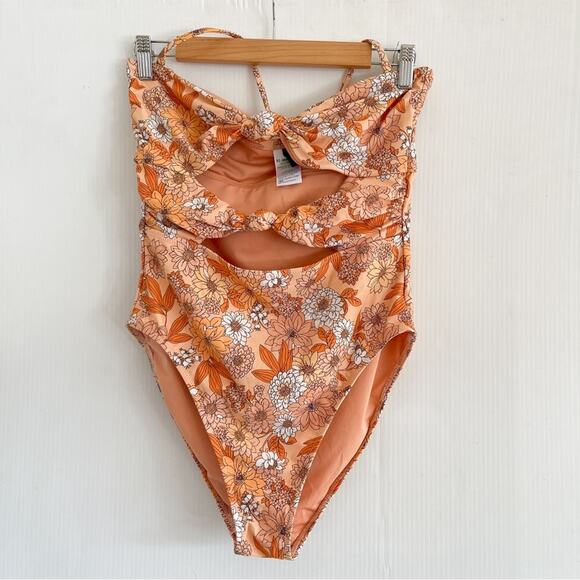 J.Crew | Knot Front One Piece Swimsuit in Zinnia Floral - Picture 2 of 7